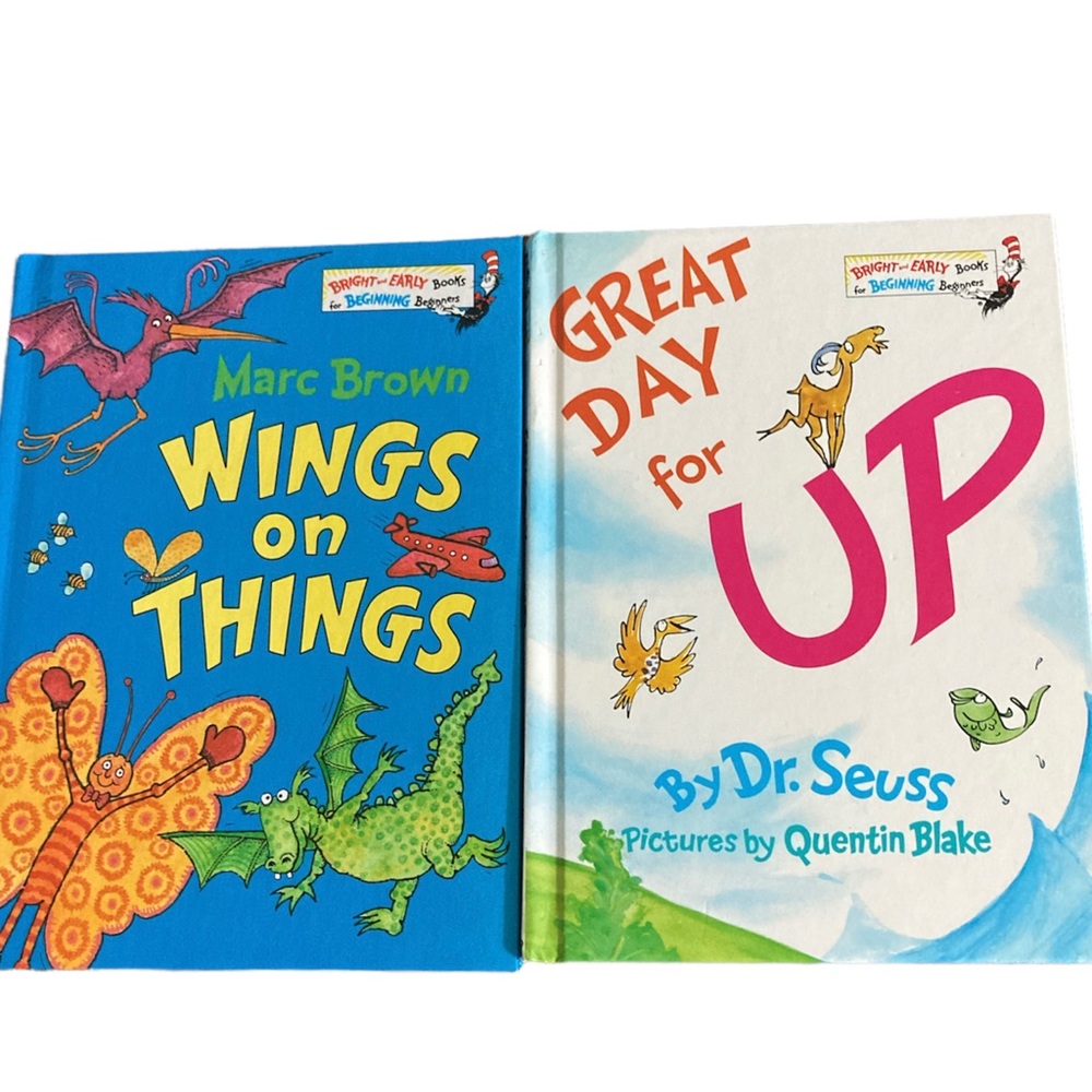 Dr. Seuss Wings on Things & Great Day For Up Bright & Early Kids Books 2 Set